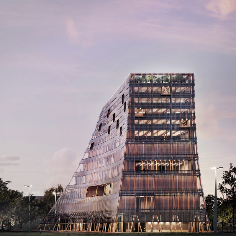 Entwurf Außenansicht Zukunftszenrum in Halle (Saale)