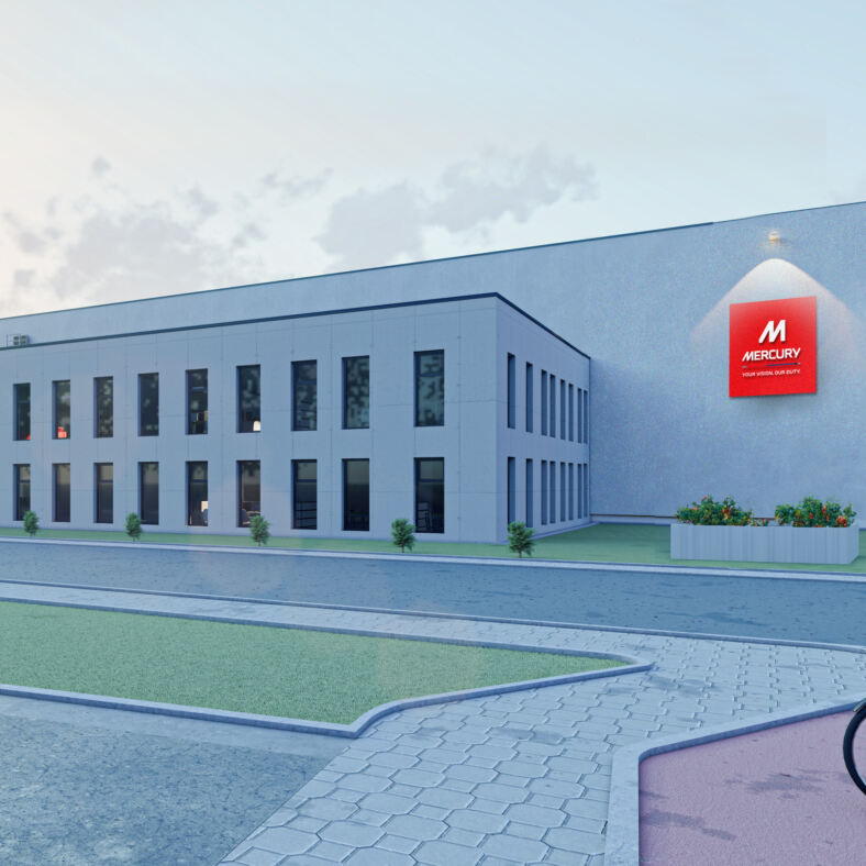 Grafikentwurf des Mercury-Produktionsgebäudes in Schönebeck
