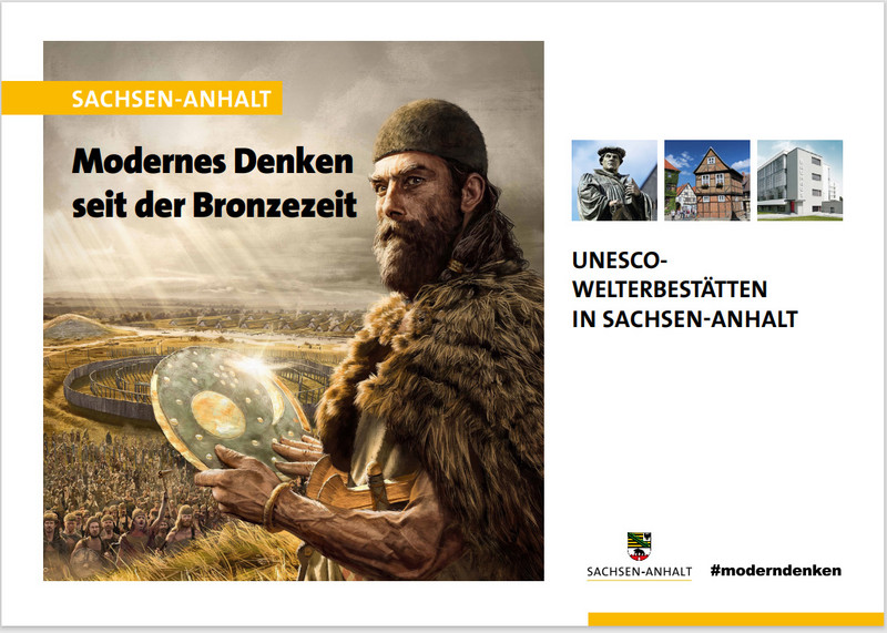 Das Bild zeigt das Cover des Flyers zu den Unesco-Welterbestätten in Sachsen-Anhalt.