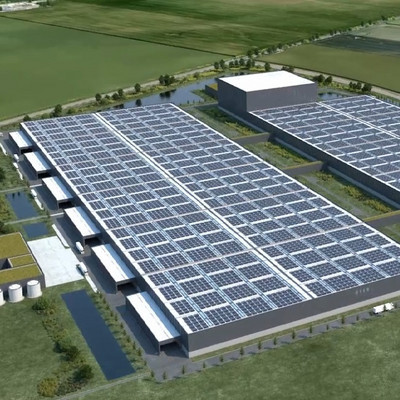 Das Bild zeigt die Skizze des Daimler Truck Logistikcenter.